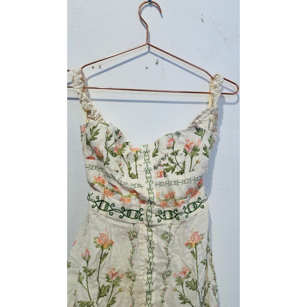 AGUA BY AGUA BENDITA Alma Nispero Oasis Floral Cream Pink Garden Midi Dress sz S - Picture 9 of 14